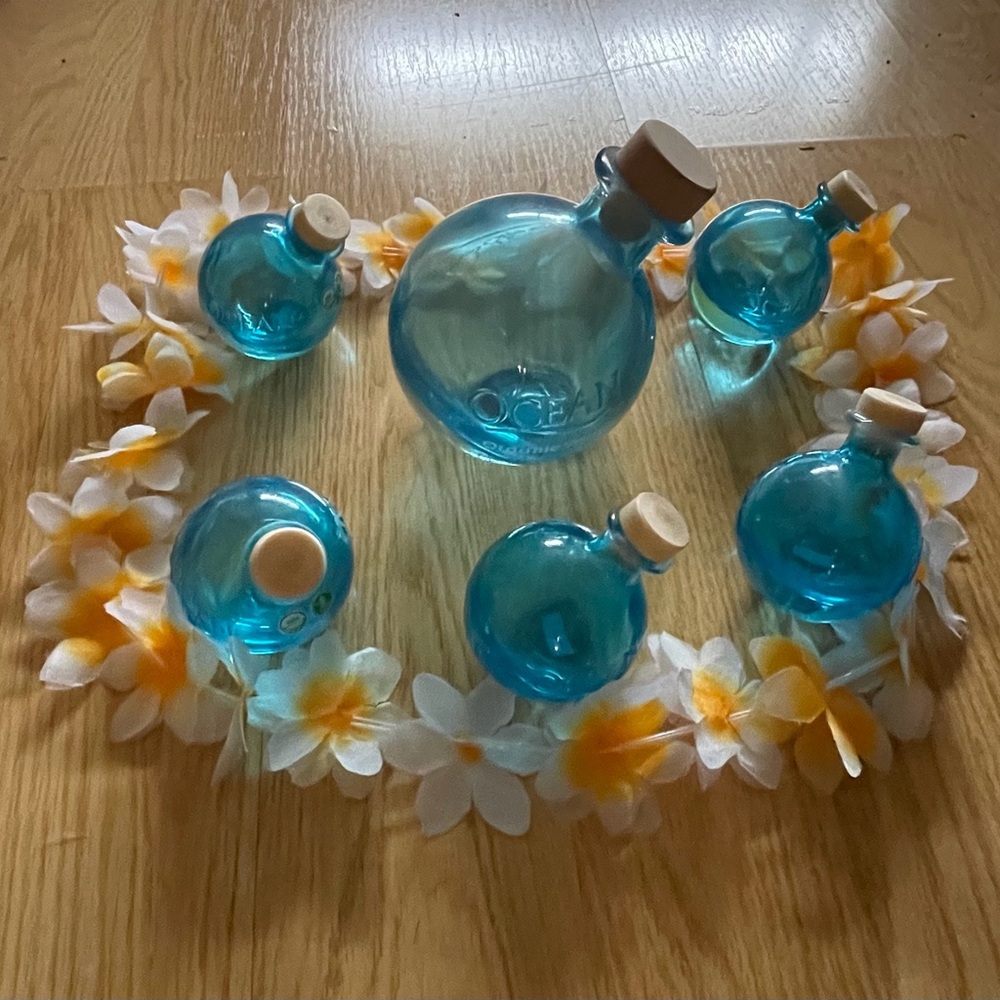 Ocean Organic Maui Vodka HI islands Bottles blue clear glow repurpose empty